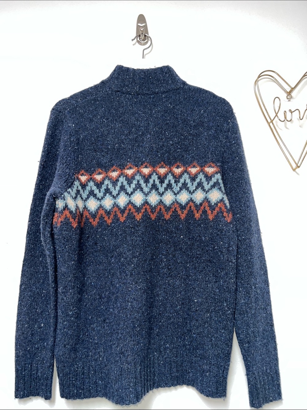 Smartwool Men's Heavy Henley Sweater Navy Fair Isle Merino Wool size Medium - Picture 5 of 8